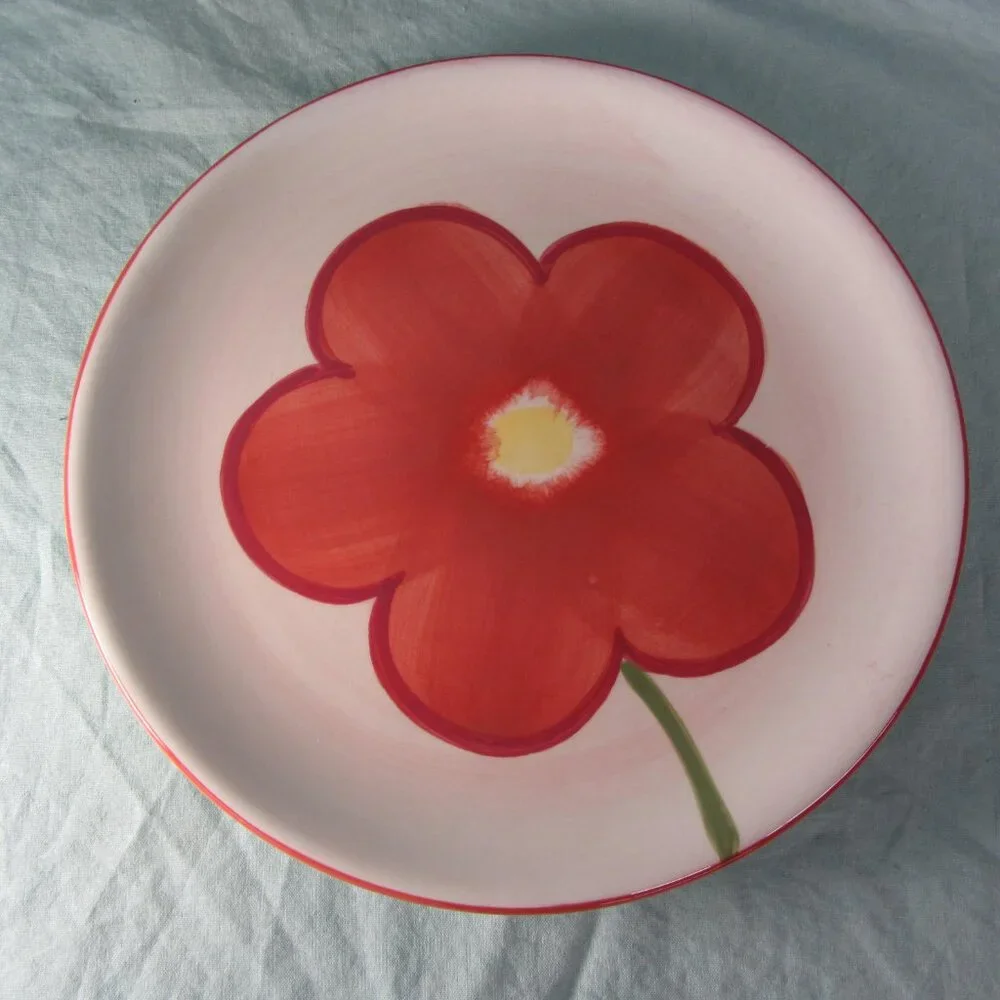 crate & barrel FOUR flower plates (w2453)